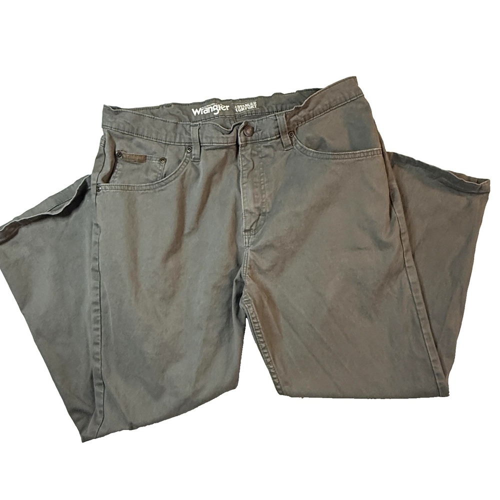 Wrangler Pants Womens 36x24 Green Twill Relaxed Advanced Comfort Workwear
